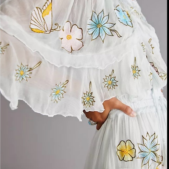 Free People Fillyboo Sweet Pea Tambourine Maxi Dress Off Shoulder Tiered… - Picture 2 of 7